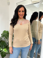 Stone Lace Ribbed Top Francesca